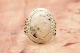 Genuine White Buffalo Turquoise Sterling Silver Native American Ring